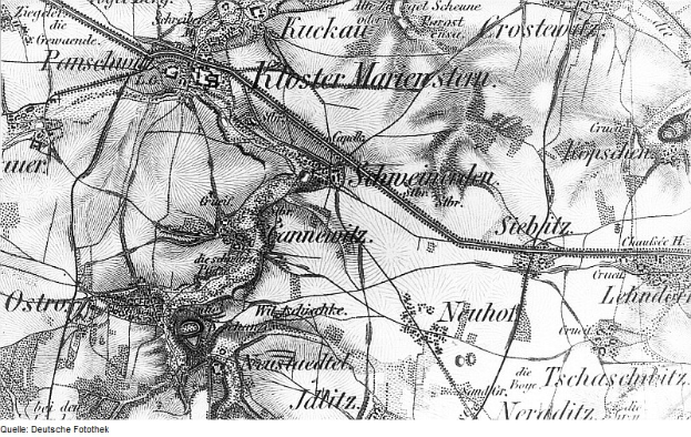 Eine detaillierte Schwarz-Weiß-Karte von Stuttgart, Deutschland, mit Text, der einen Überblick über das Gebiet bietet.
