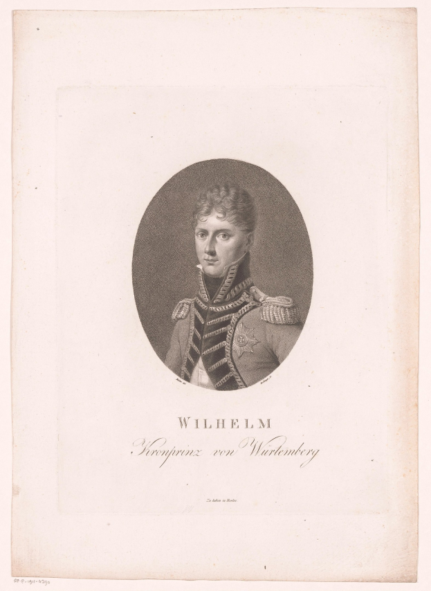 Schwarzes und weißes Porträt von Wilhelm II., dem Kaiser von Deutschland, in einer Militäruniform mit Text unten.