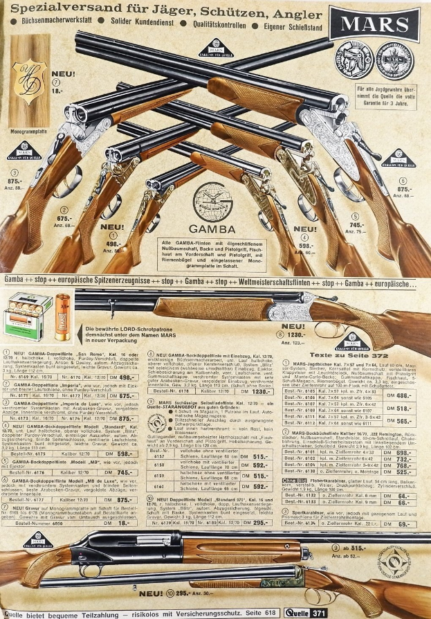 Anzeigetafel mit mehreren Flinten in einem Rasterlayout mit sichtbarem Text und Gewehrbildern.