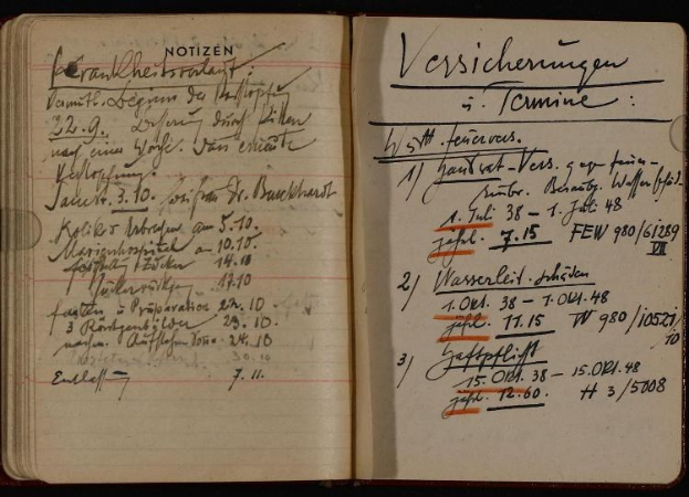 Offenes Buch mit handgeschriebenen Einträgen aus einem deutschen Militär-Tagebuch aus dem frühen 20. Jahrhundert, enthält Text- und numerische Daten.