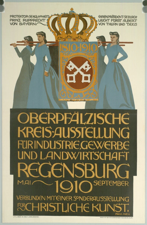 Plakat zur deutschen Revolution von 1910 mit einer Gruppe von Menschen und einer Krone mit Text zu den Ereignissen.