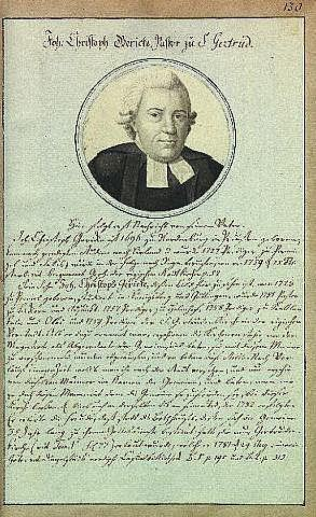 Ein Porträt von Johann Wolfgang von Goethe in einer schwarzen Robe auf einem alten Dokument aus dem Jahr 1789, mit darauf geschriebenem Text.